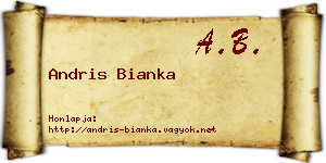 Andris Bianka névjegykártya