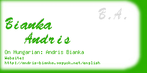 bianka andris business card